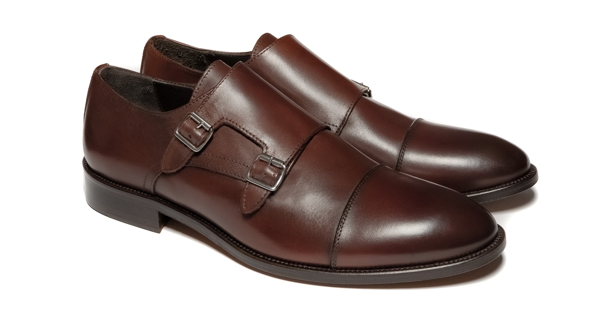 Monk Shoes Skóra Cielęca Marrone