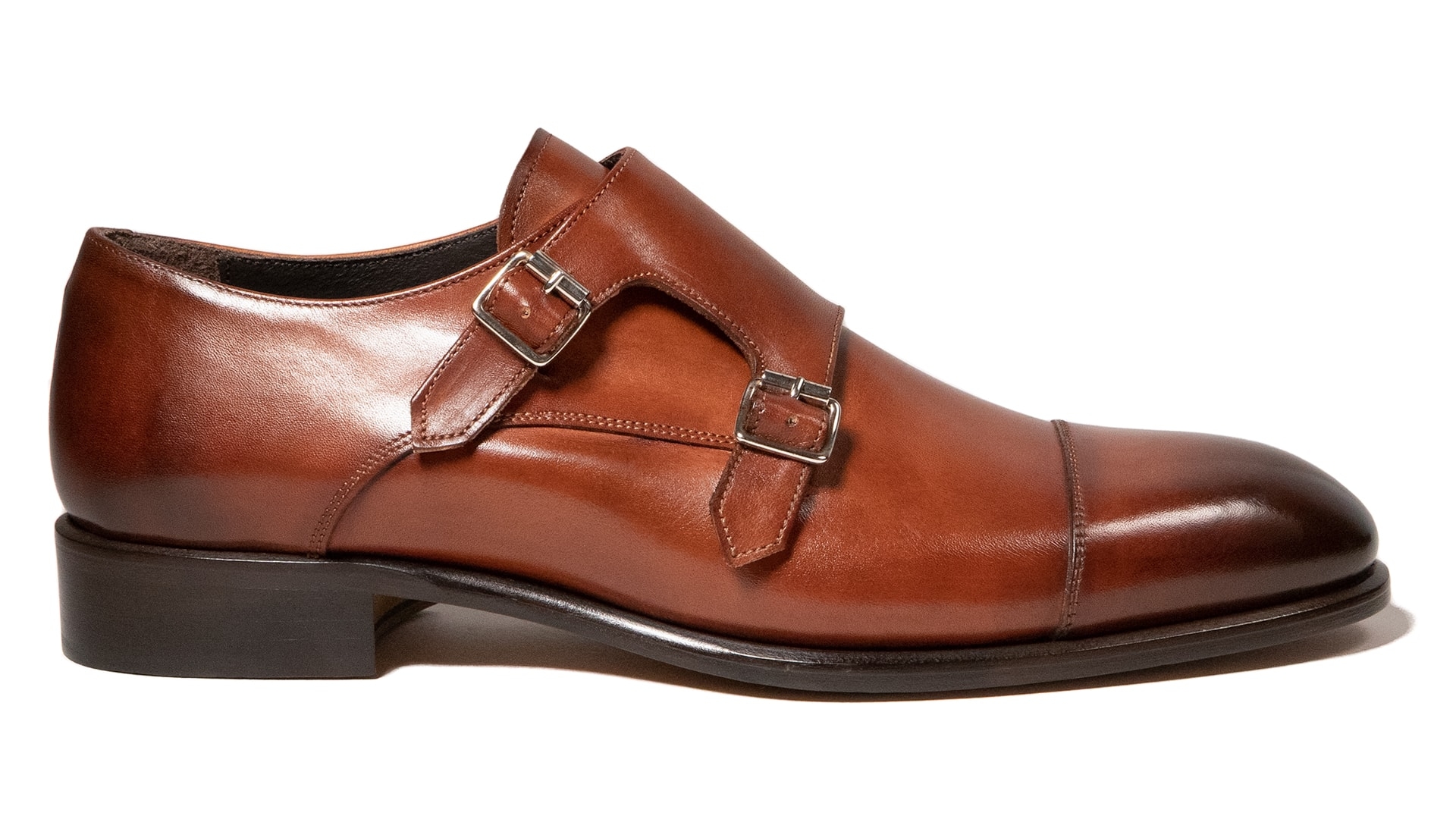 Monk Shoes Skóra Cielęca Cognac