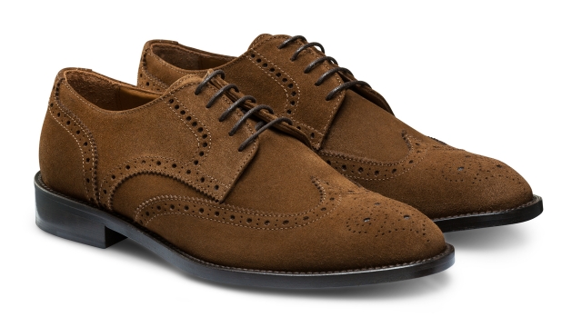 brown suede semi brogue shoes