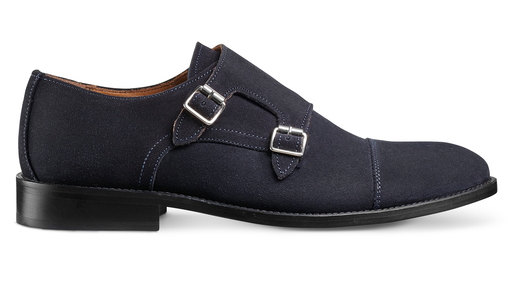 Monk Shoes Calf Suede Blue